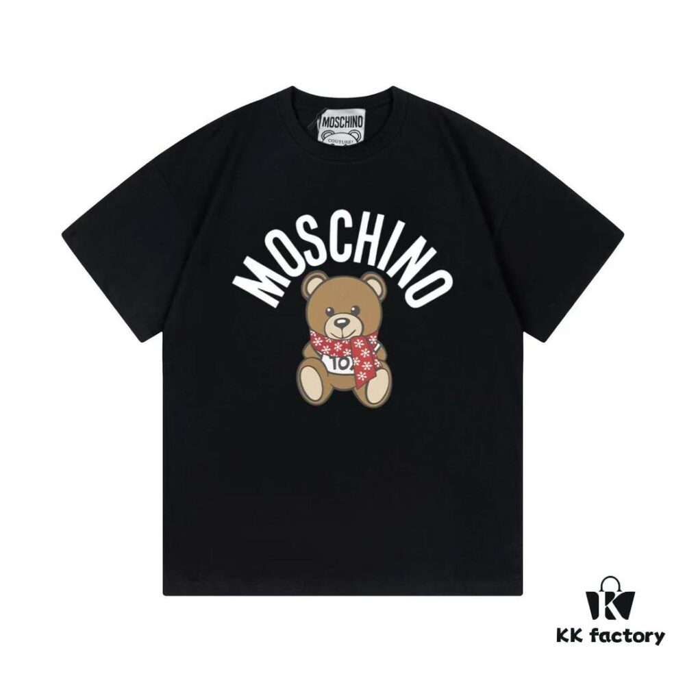 Moschino 2025 New Arrival Teddy Bear 🐻 Letter Logo Unisex Short Sleeve T-Shirt