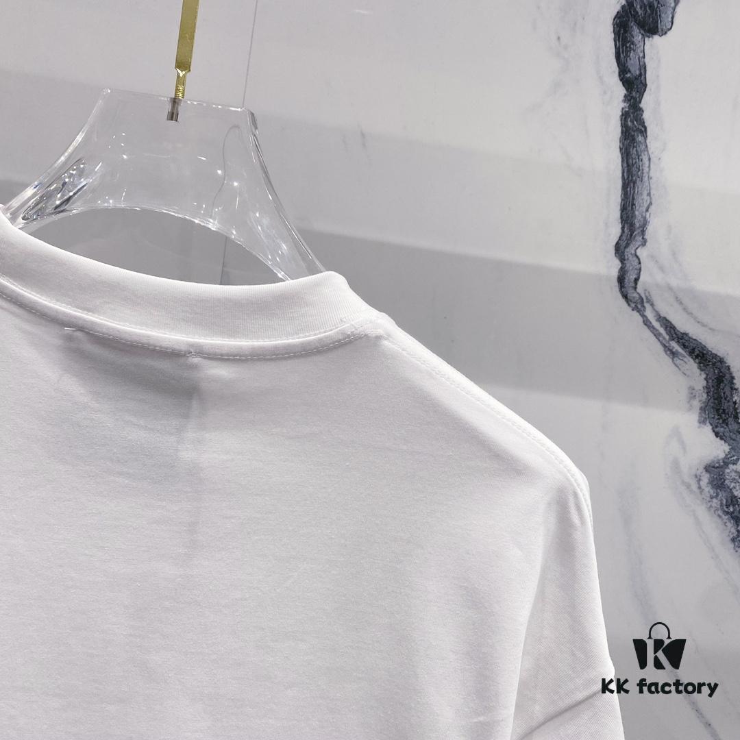 MOSCHINO 260g Crew Neck Short Sleeve T-Shirt with Cute Grey Bear and Letter Logo Print