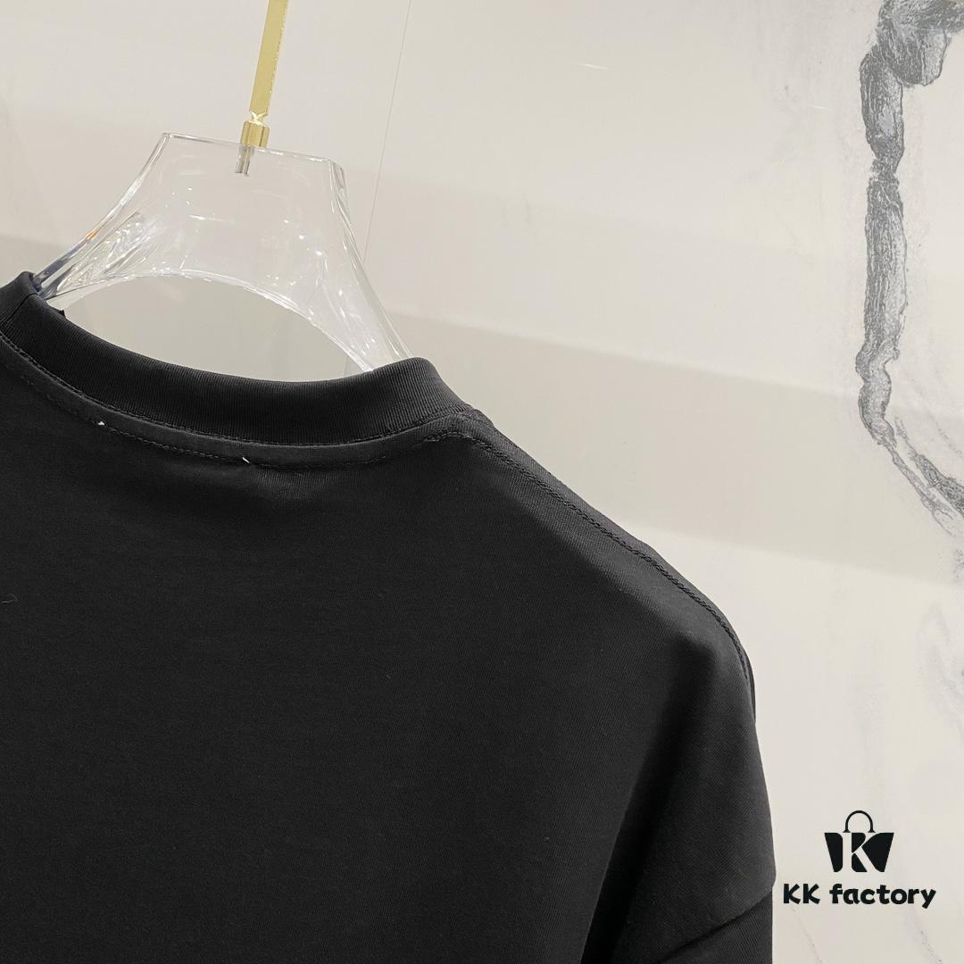 MOSCHINO 260g Crew Neck Short Sleeve T-Shirt with Cute Gray Bear and Letter Logo Print