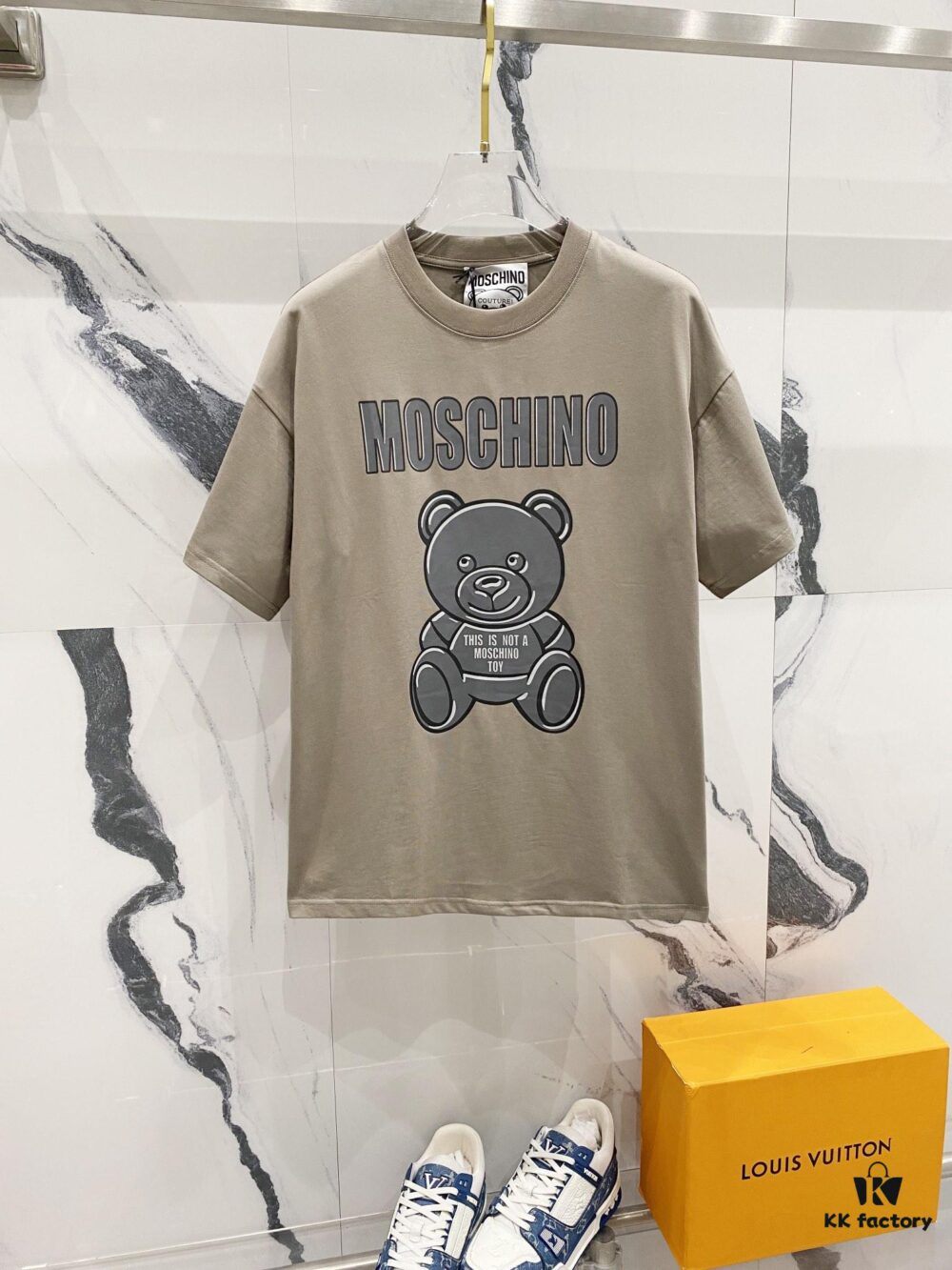 MOSCHINO Bear Logo Print Crew Neck Short Sleeve T-Shirt 260g