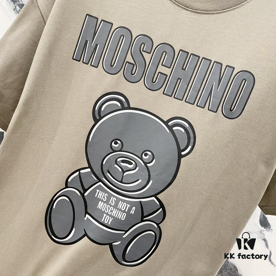 MOSCHINO Bear Logo Print Crew Neck Short Sleeve T-Shirt 260g