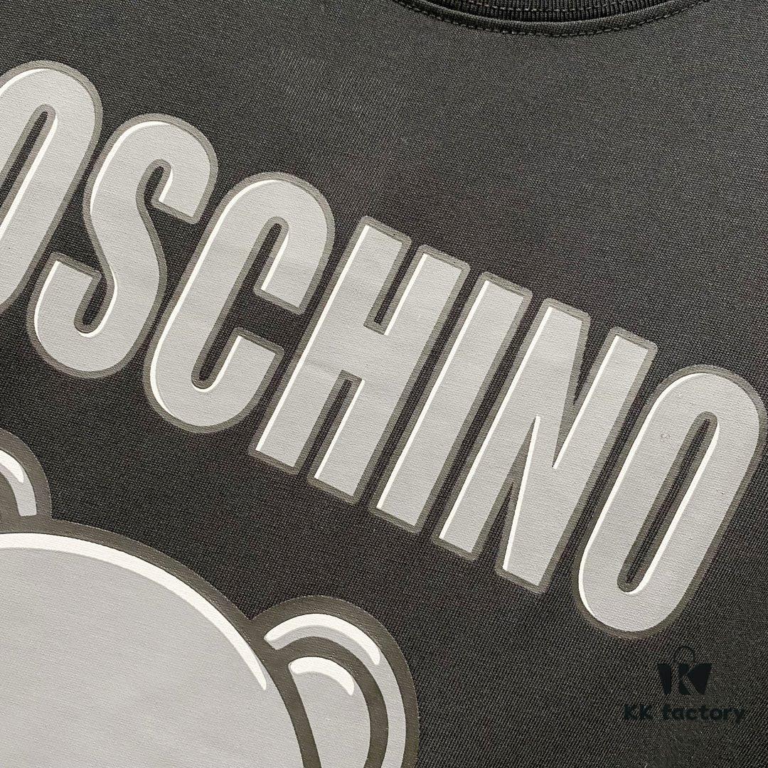 MOSCHINO 260g Crew Neck Short Sleeve T-Shirt with Cute Bear and Letter Logo Print
