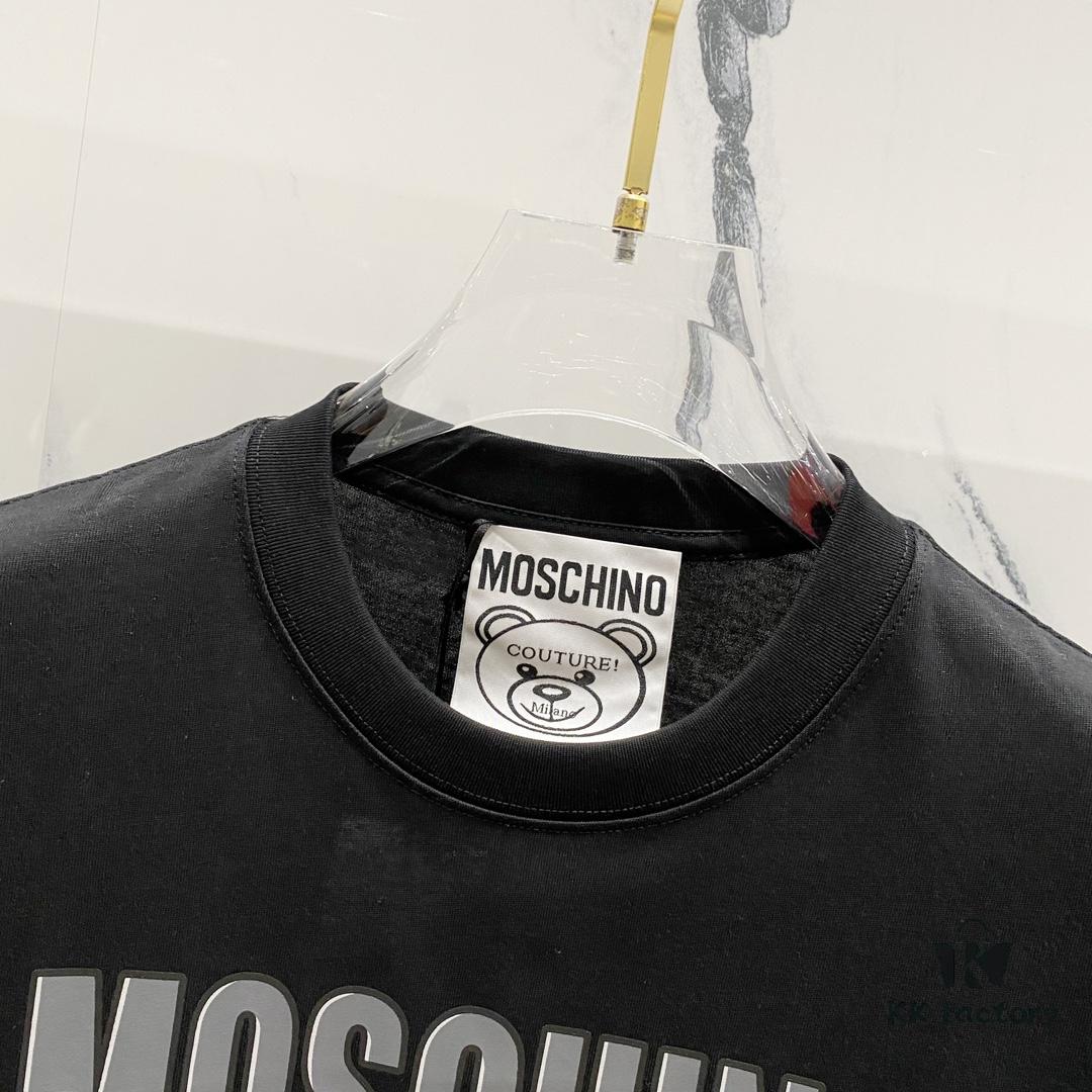 MOSCHINO 260g Crew Neck Short Sleeve T-Shirt with Cute Bear and Letter Logo Print