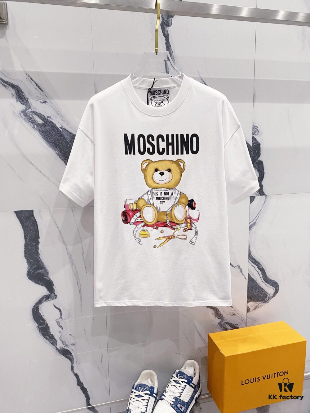 MOSCHINO Bear Logo 260g Crew Neck Short Sleeve T-Shirt