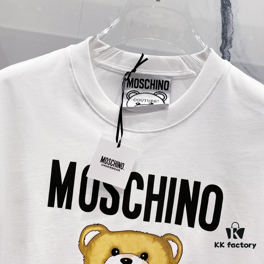 MOSCHINO Bear Logo 260g Crew Neck Short Sleeve T-Shirt