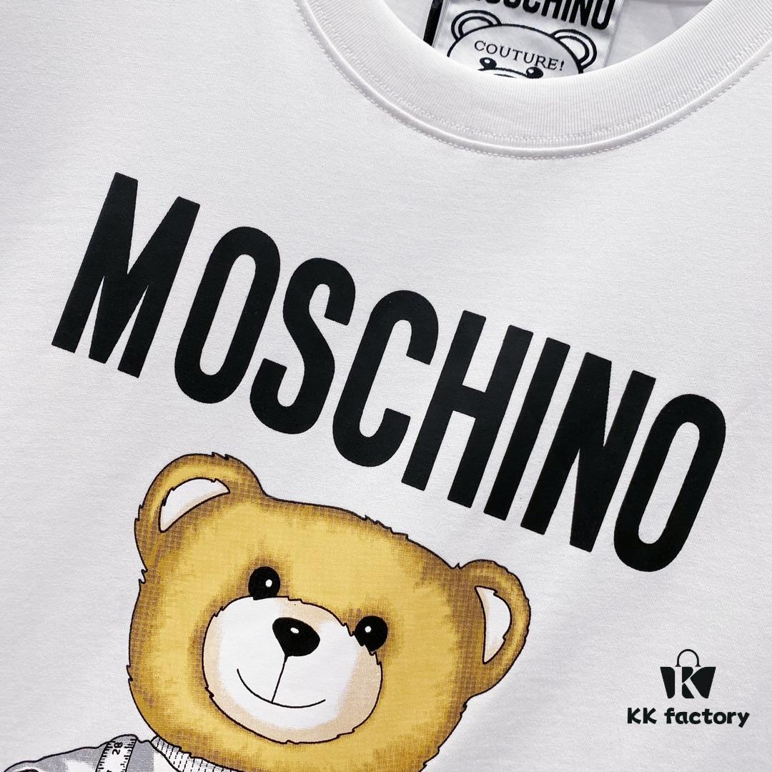 MOSCHINO Bear Logo 260g Crew Neck Short Sleeve T-Shirt