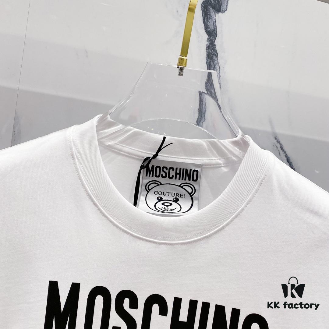 MOSCHINO Bear Logo 260g Crew Neck Short Sleeve T-Shirt