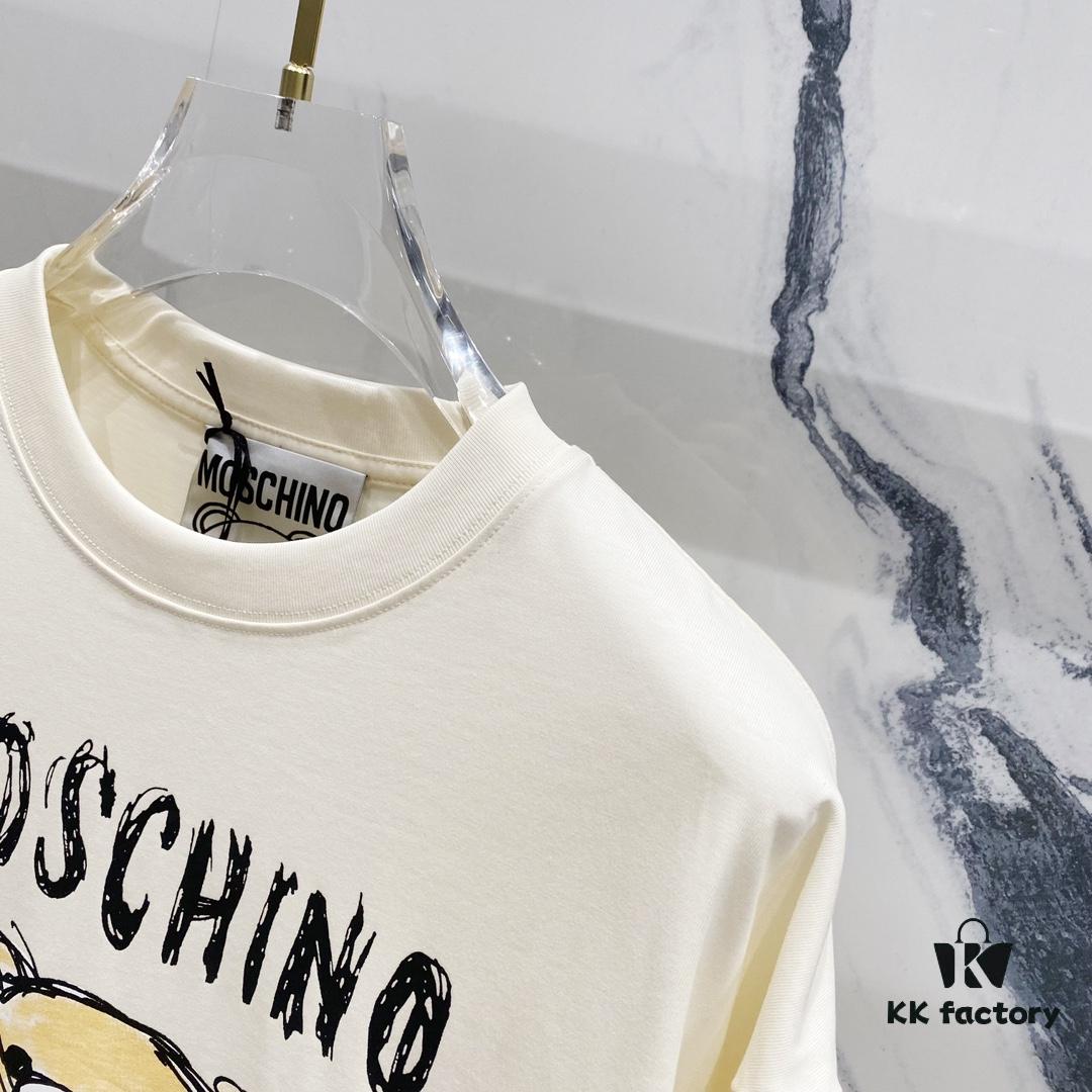 MOSCHINO Crew Neck Short Sleeve T-Shirt 260g with Brand Logo and Teddy Bear Print