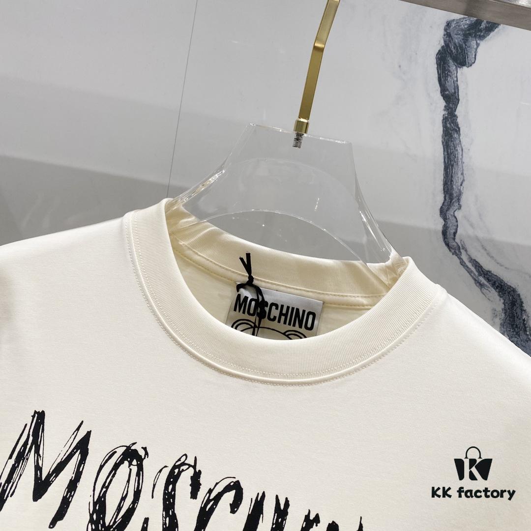 MOSCHINO Crew Neck Short Sleeve T-Shirt 260g with Brand Logo and Teddy Bear Print
