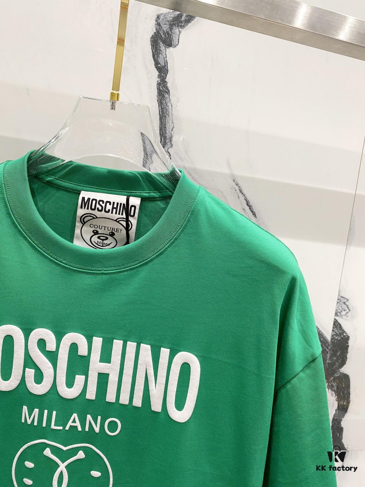 MOSCHINO 260g Crew Neck Short Sleeve T-Shirt with Classic Brand Logo Puff Print