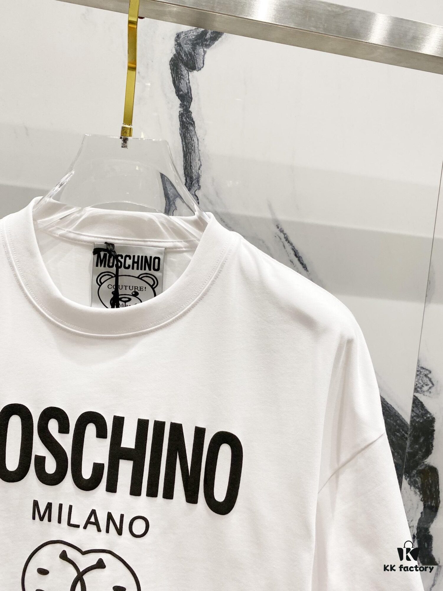 MOSCHINO 260g Crew Neck Short Sleeve T-Shirt with Classic Brand Letter Foil Logo