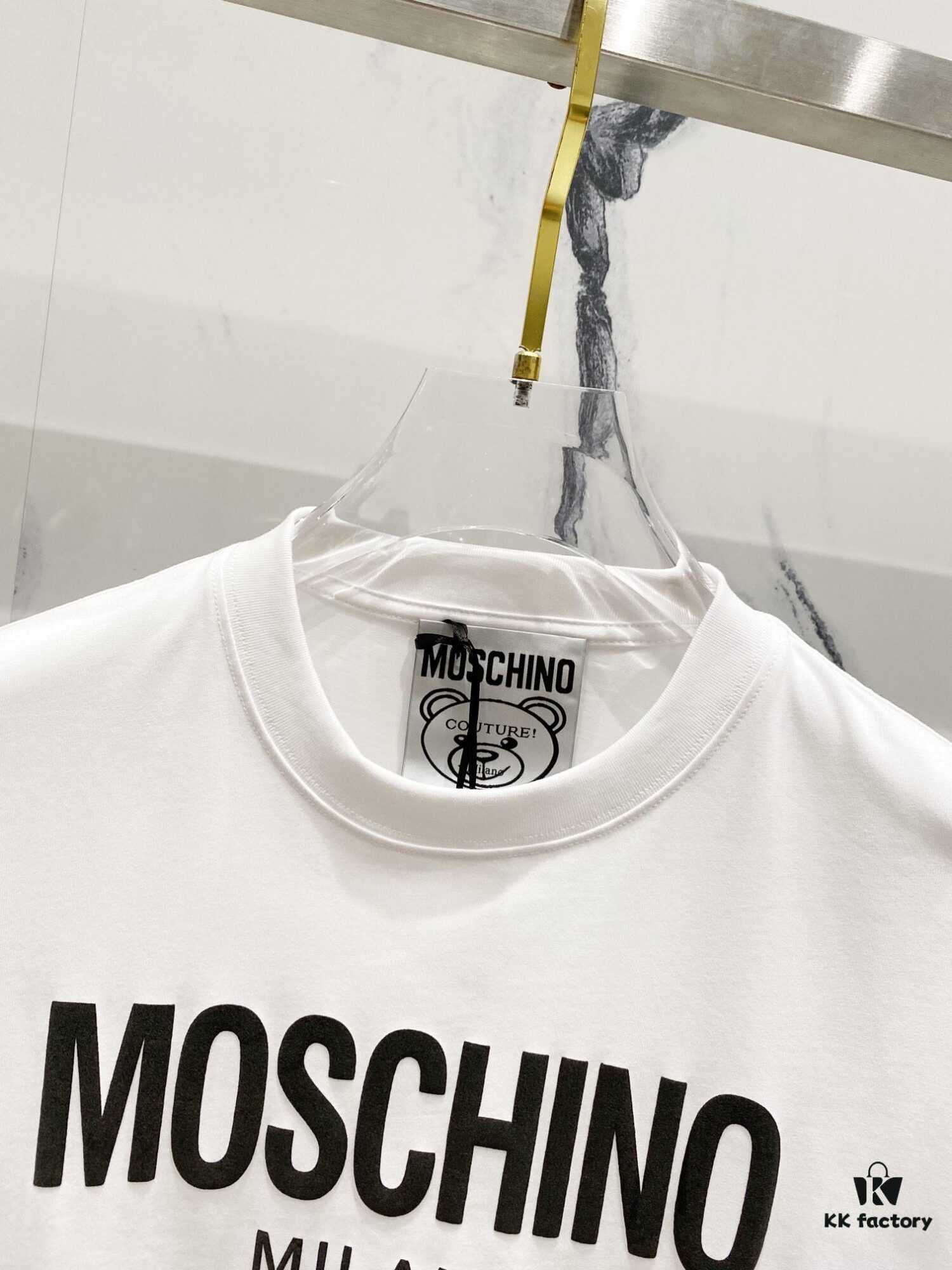MOSCHINO 260g Crew Neck Short Sleeve T-Shirt with Classic Brand Letter Foil Logo