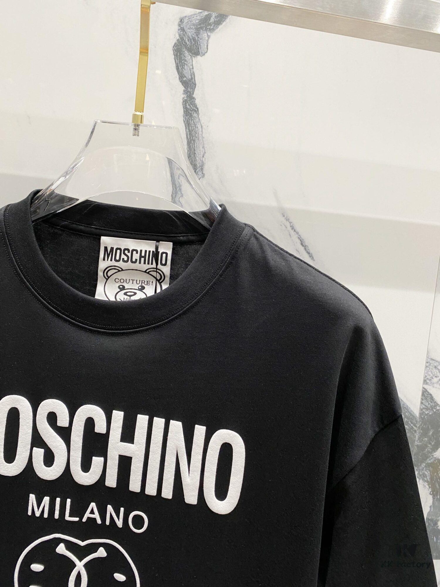 MOSCHINO 260g Crew Neck Short Sleeve T-Shirt with Classic Brand Logo Foil Print