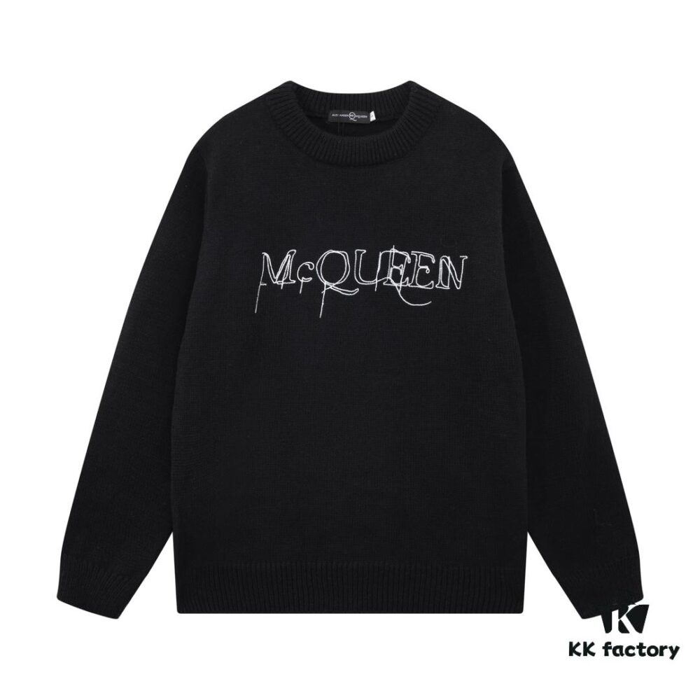 McQueen New Sweater with Embroidered Logo Woolen Pullover
