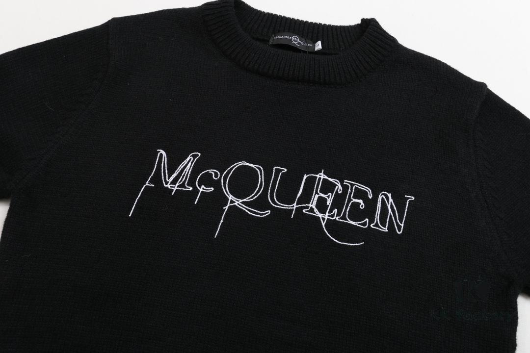 McQueen New Sweater with Embroidered Logo Woolen Pullover