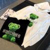 MOSCHINO – 2024 New Autumn/Winter 420g Hoodie with Cartoon Bear and Classic Letter Rhinestone Print, Elegant Drape Design, Unisex Style