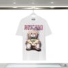 Q611# ♈️ Premium Combed Double-Yarn MOSCHINO 23 Lunar Rabbit Limited Edition Short Sleeve T-Shirt, 230g Double-Ply 32s 100% Cotton Fabric, Direct-to-Garment Digital Print, Unisex Design, Colors: Black, White
