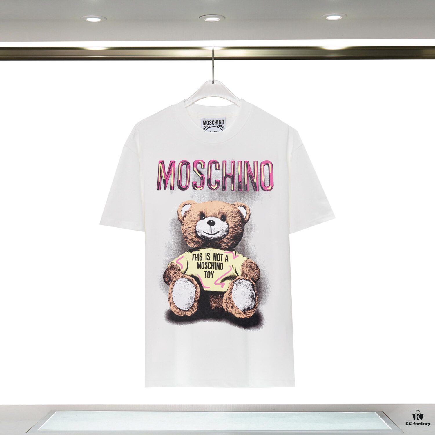 Q611# ♈️ Premium Combed Double-Yarn MOSCHINO 23 Lunar Rabbit Limited Edition Short Sleeve T-Shirt, 230g Double-Ply 32s 100% Cotton Fabric, Direct-to-Garment Digital Print, Unisex Design, Colors: Black, White