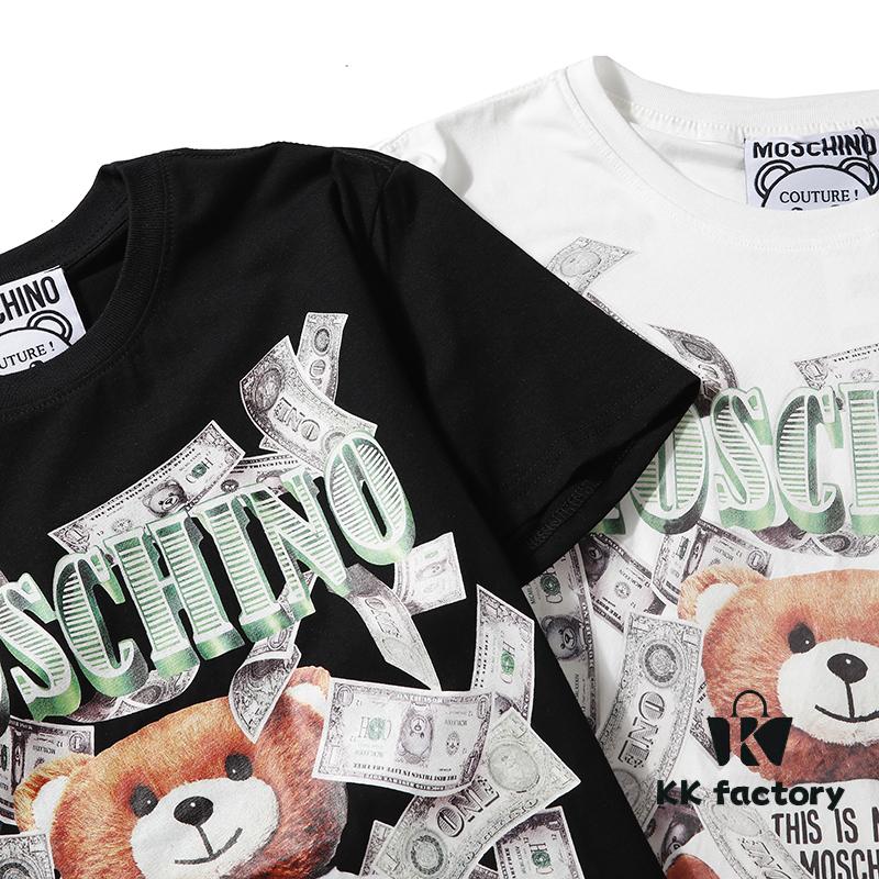 Moschino New Arrival Bear Print Logo Digital Printing Design Black and White S-XXL