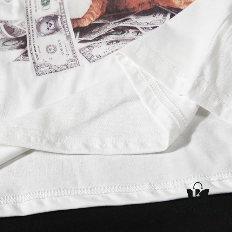 Moschino New Arrival Bear Print Logo Digital Printing Design Black and White S-XXL