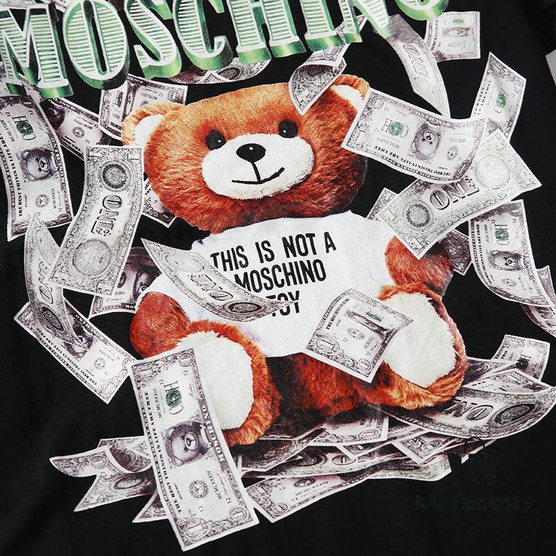 Moschino New Arrival Bear Print Logo Digital Printing Design Black and White S-XXL