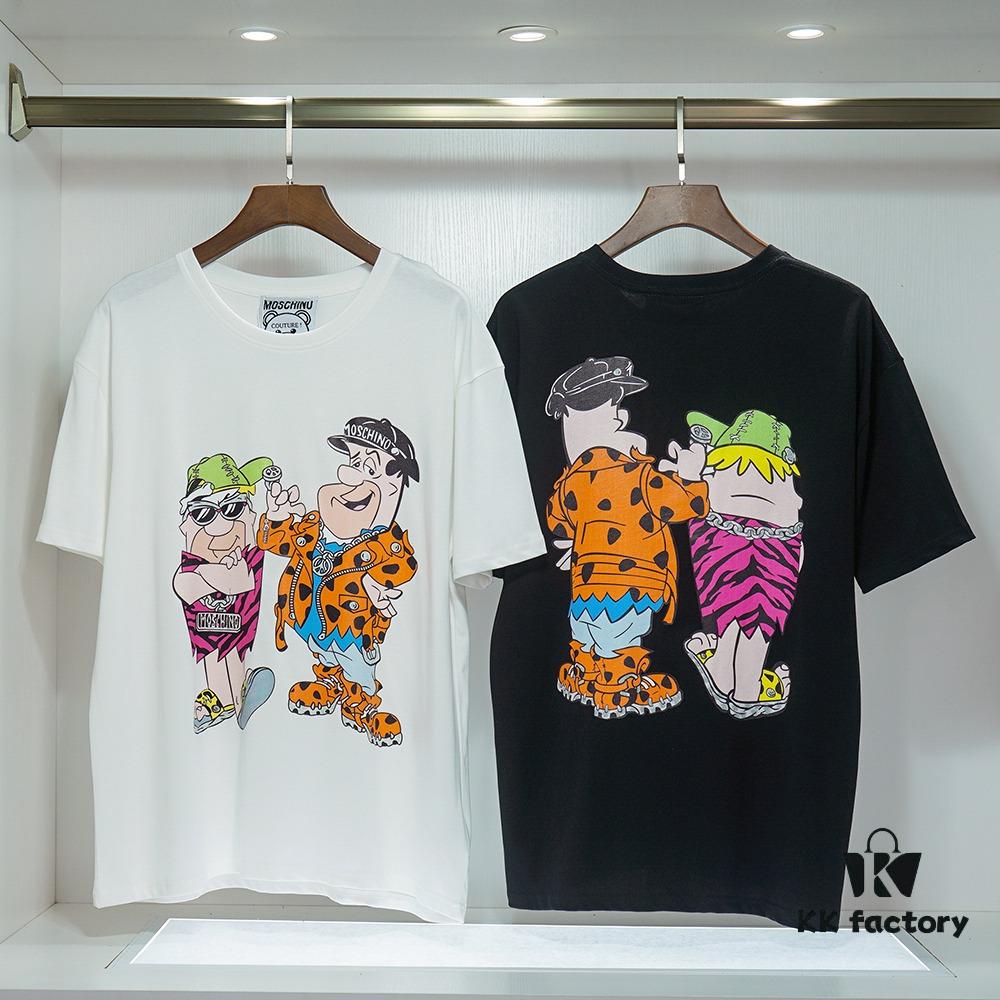 MOSCHINO Autumn-Winter New Arrival 230g Double-Ply 32-Single Yarn 100% Cotton Fabric with Direct-to-Garment Digital Print on Front and Back Unisex Design