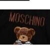 MoS 2021 Spring New Arrival Short Sleeve T-Shirt with Flocked Bear 🐻 and Embroidered Letter Logo Unisex Black and White S-XXL