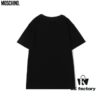 MoS 2021 Spring New Arrival Short Sleeve T-Shirt with Flocked Bear 🐻 and Embroidered Letter Logo Unisex Black and White S-XXL