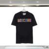 Q628#♈️ Fine Cotton Double-Yarn MOSCHINO New Short Sleeve T-Shirt, 230g Double-Ply 32s Pure Cotton Fabric with Special Machine Embroidery, Unisex Design