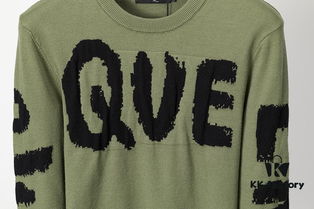 Winter New Round Neck Pullover Sweater 3066# - Classic McQueen Letter Jacquard, Stylish, High-End and Elegant, Thickened Comfortable Warm Clothing in Military Green