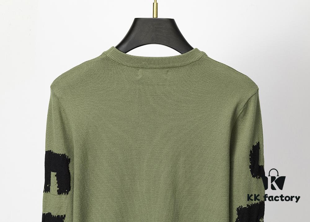 Winter New Round Neck Pullover Sweater 3066# - Classic McQueen Letter Jacquard, Stylish, High-End and Elegant, Thickened Comfortable Warm Clothing in Military Green