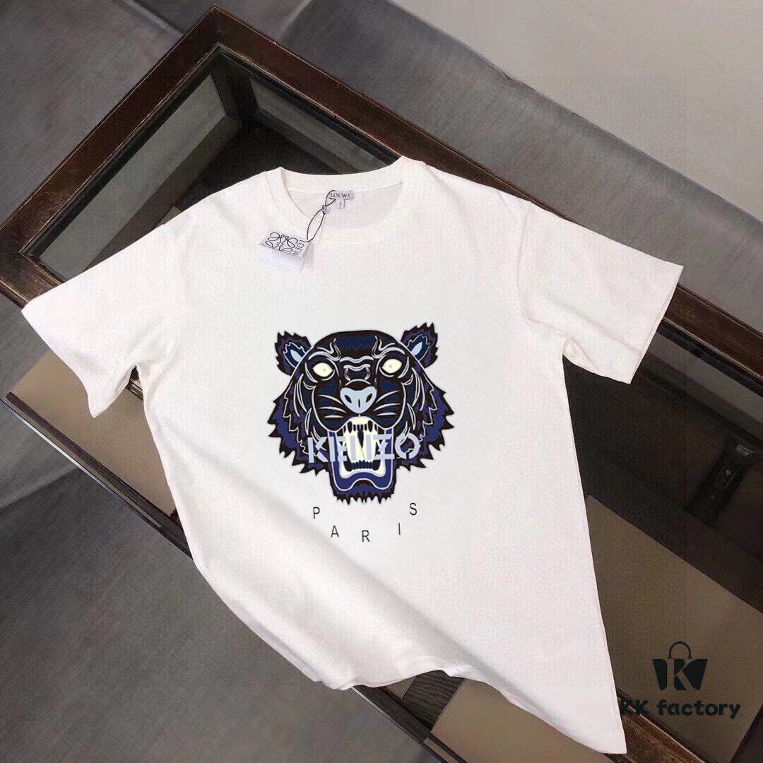 KENZO Men's Casual Short-Sleeve T-Shirt, Spring/Summer 2025 New Arrival, Premium Logo Embroidery, High-End Fabric and Tailoring