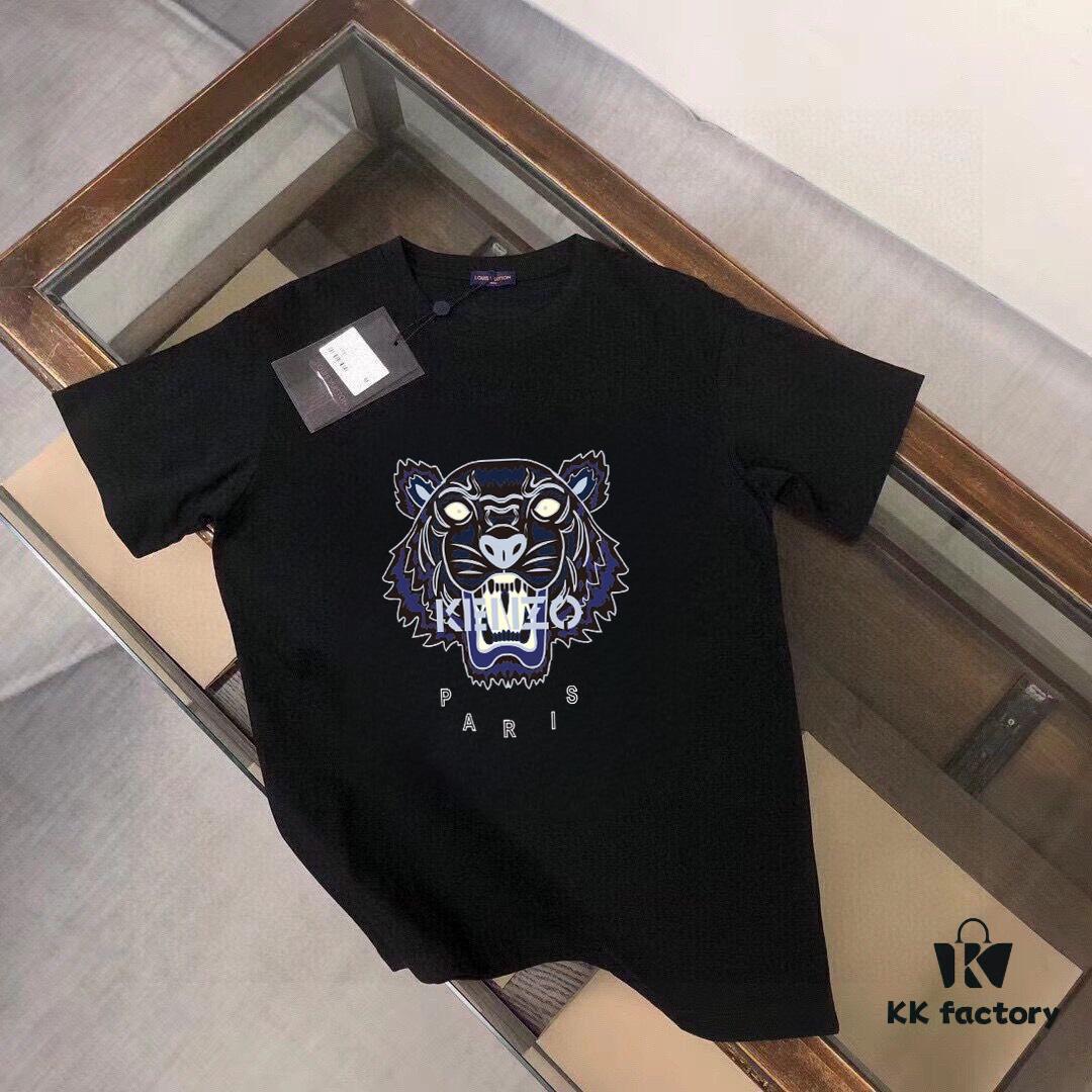 KENZO Men's Casual Short-Sleeve T-Shirt, Spring/Summer 2025 New Arrival, Premium Logo Embroidery, High-End Fabric and Tailoring