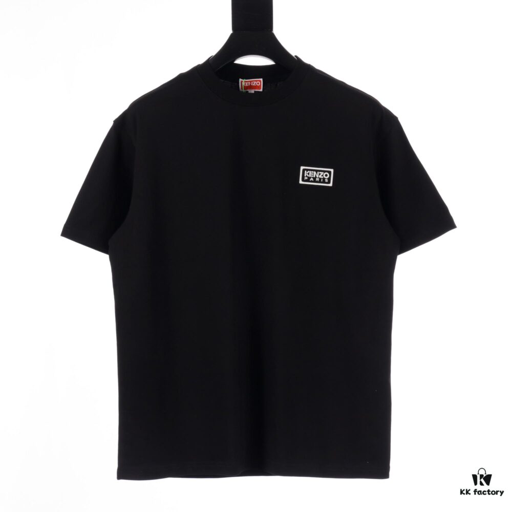 KENZO KZ 25 Early Spring New Arrival Black Label White Embroidered Letter Short Sleeve T-Shirt