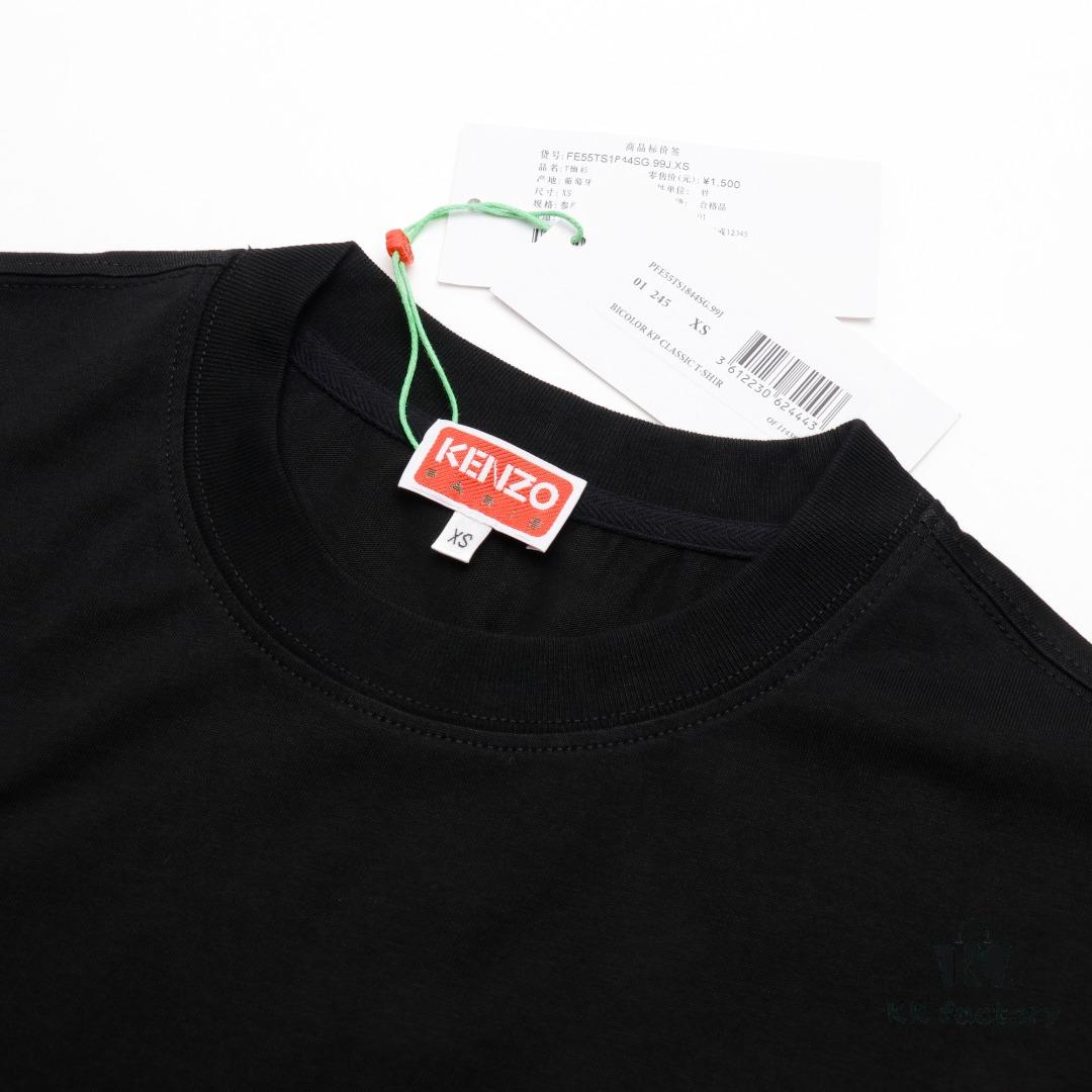 KENZO KZ 25 Early Spring New Arrival Black Label White Embroidered Letter Short Sleeve T-Shirt