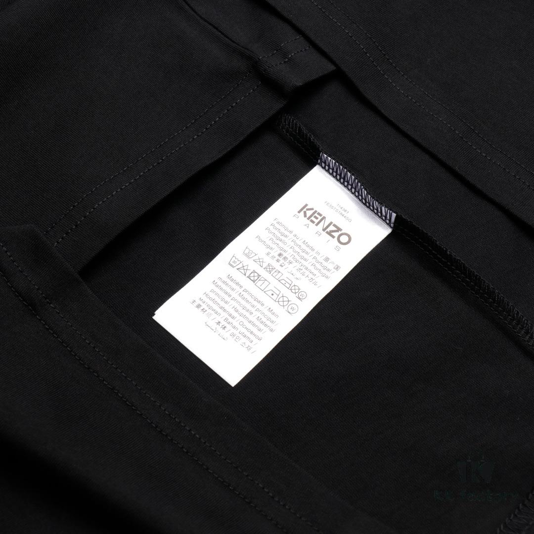 KENZO KZ 25 Early Spring New Arrival Black Label White Embroidered Letter Short Sleeve T-Shirt