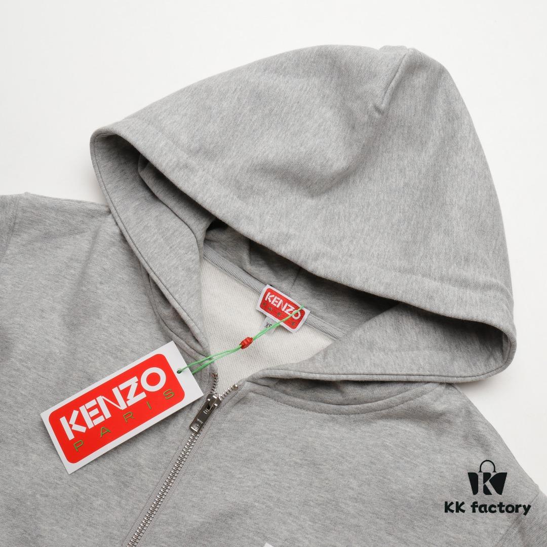 KENZO KZ 23FW Square Logo Hooded Zip-Up Sweatshirt