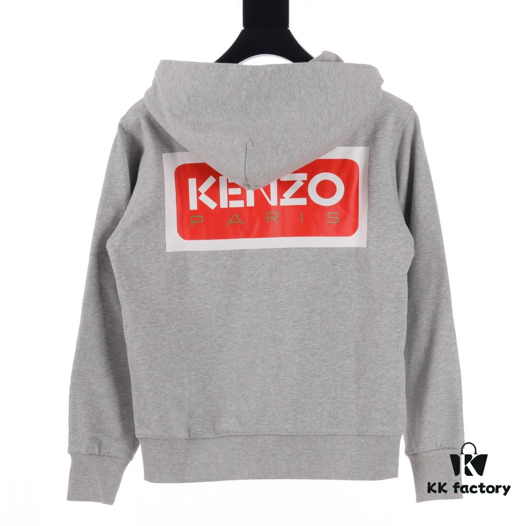KENZO KZ 23FW Square Logo Hooded Zip-Up Sweatshirt