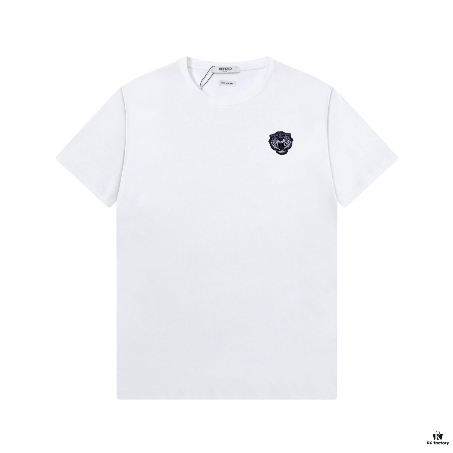 KEZNO – 2025 New Spring/Summer Premium 270g Silk-Cotton Short Sleeve T-Shirt with Embroidered Tiger Head Design, 3D Embossment Exuding Mature Elegance, Minimalist Classic Logo, Ideal Choice for Spring and Summer Wear