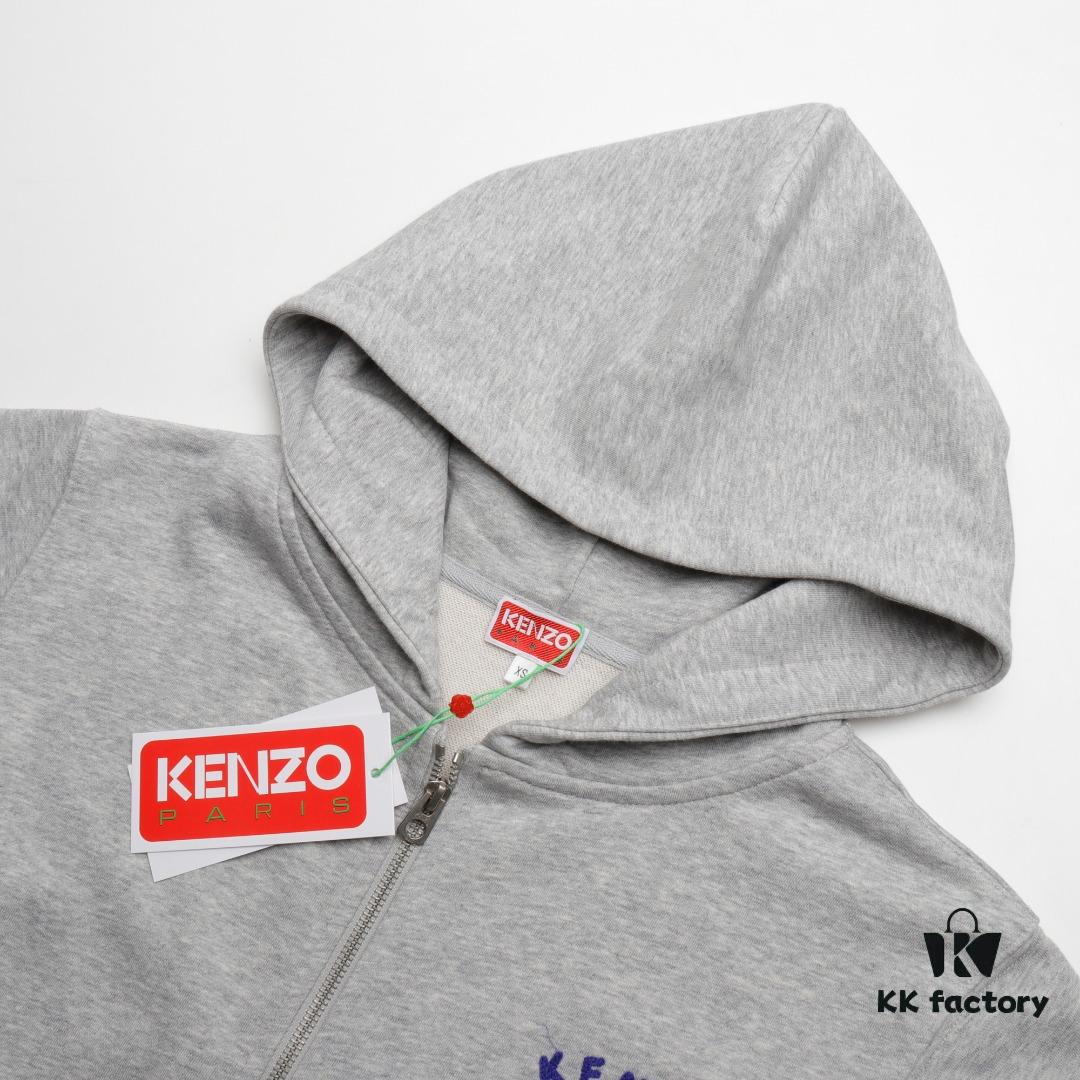 KENZO KZ 23FW Blue Floral Zip-Up Hoodie