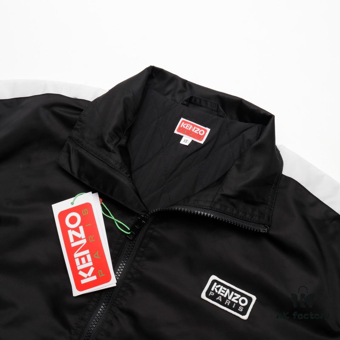 KENZO KZ 24 New Arrival Black Label White Embroidery Lightweight Cotton Stand-Collar Jacket