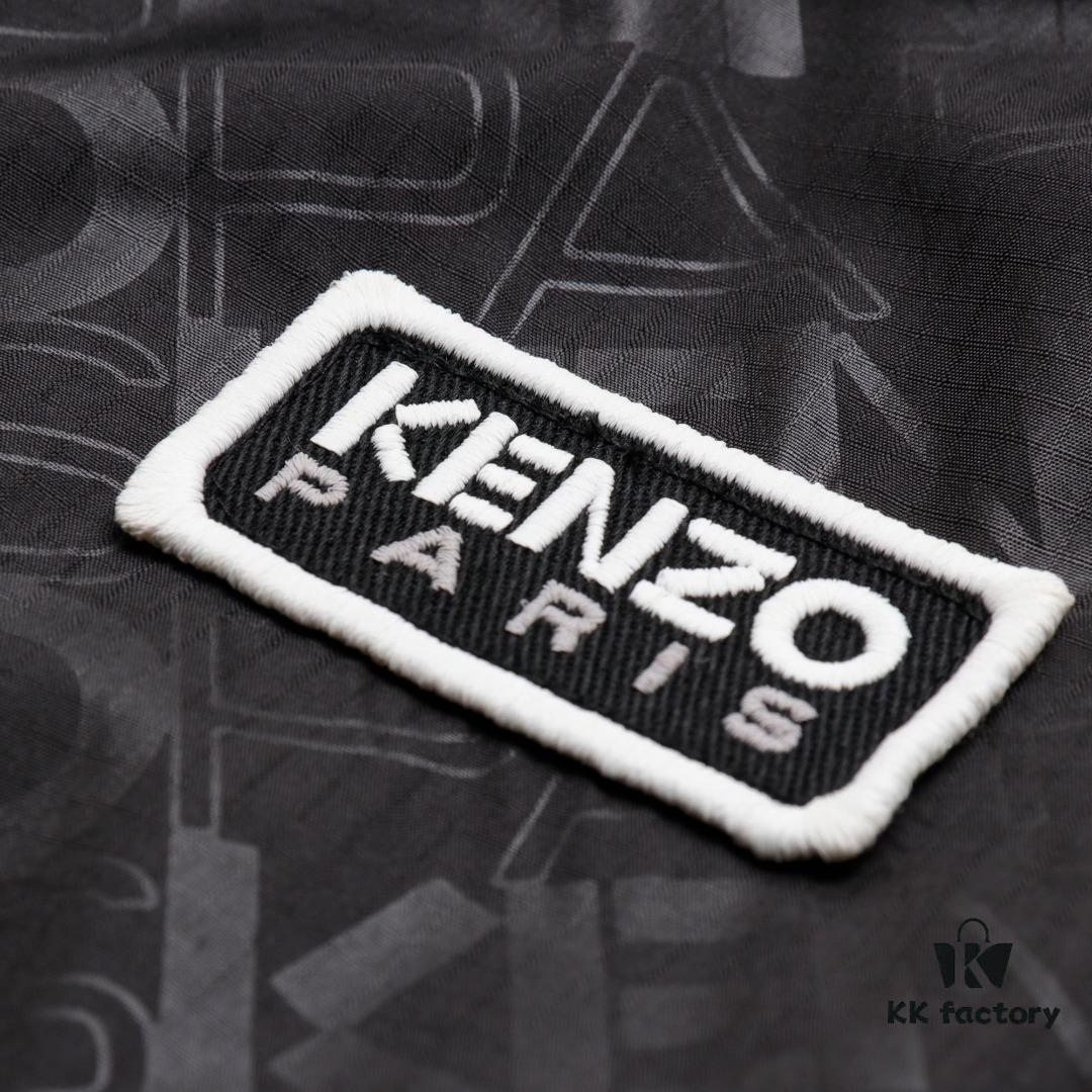 KENZO Takada KZ Windbreaker Series All-Over Letter Print Hidden Hood Zip-Up Jacket