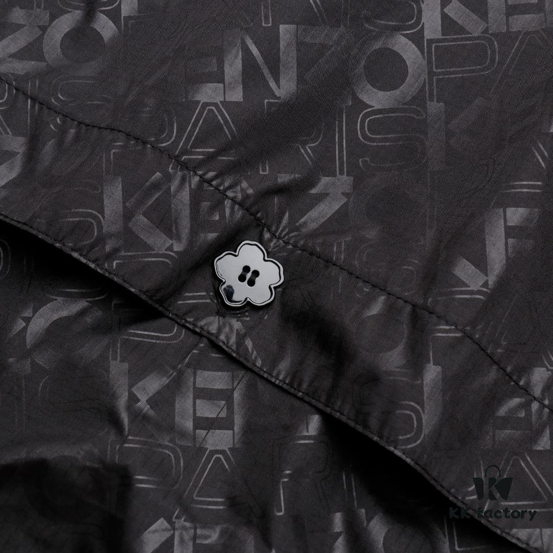 KENZO Takada KZ Windbreaker Series All-Over Letter Print Hidden Hood Zip-Up Jacket