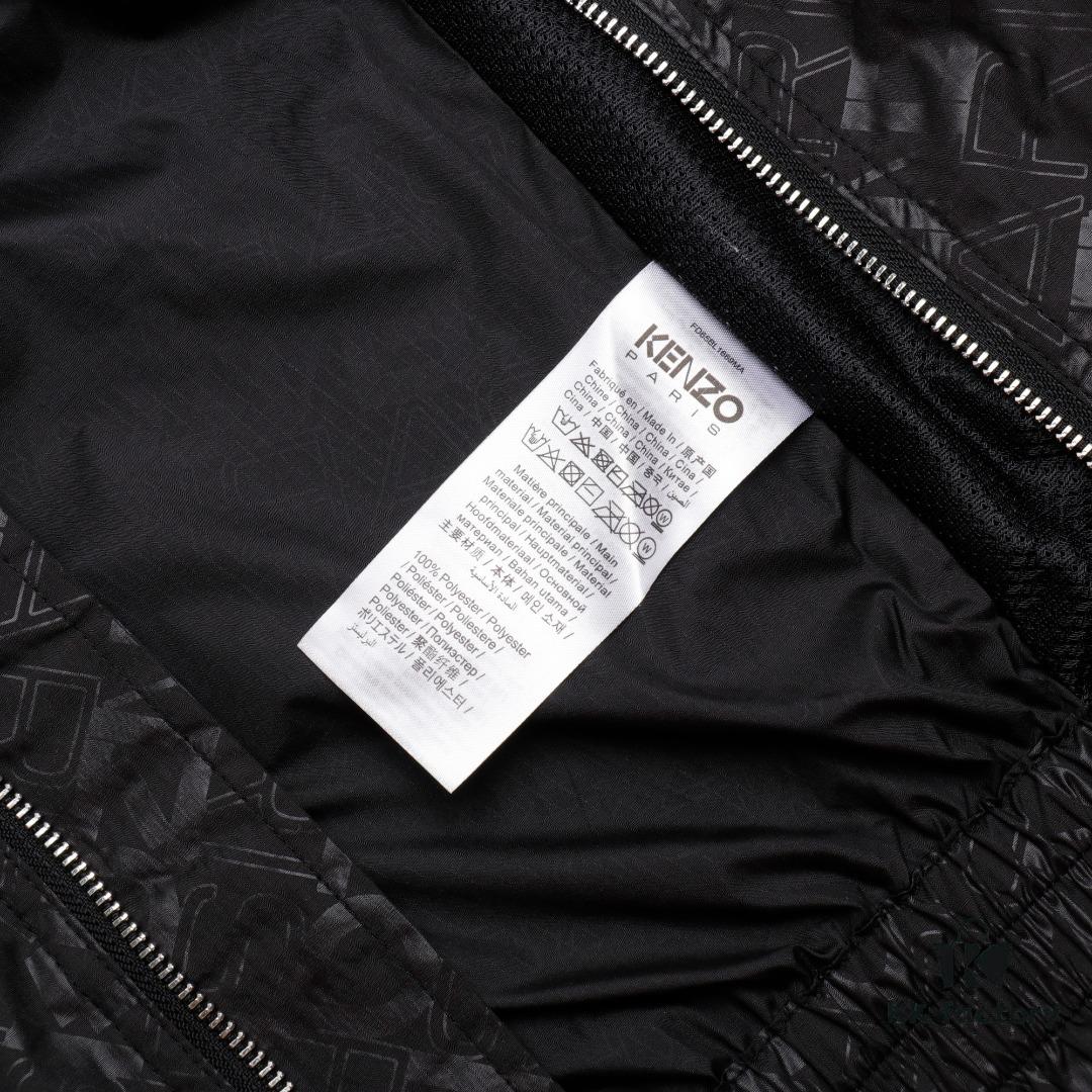 KENZO Takada KZ Windbreaker Series All-Over Letter Print Hidden Hood Zip-Up Jacket