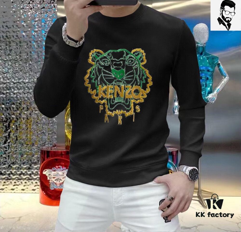 KENZO 2024 SS New Arrival Long Sleeve Crew Neck Sweatshirt for Men – Lightweight, Breathable Premium Tencel Roma Fabric, Soft and Comfortable with 3D Textured Design, Stylish Everyday Wear, Ideal Gift or Personal Choice