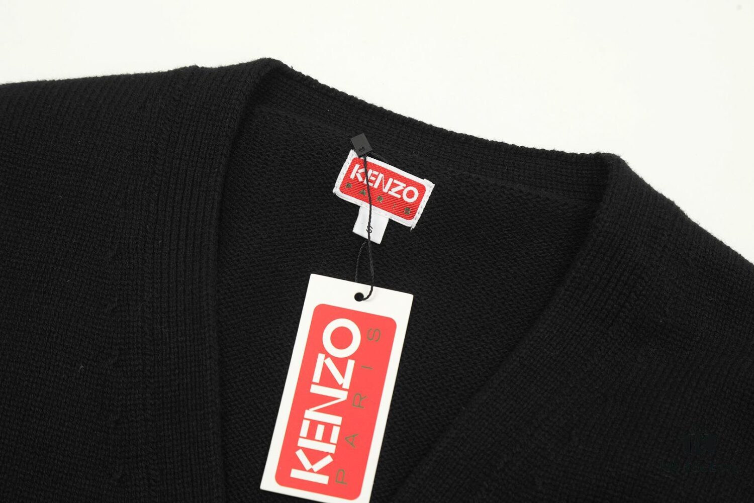 KENZO Begonia Flower V-Neck Solid Color Embroidered Logo Unisex Knit Cardigan