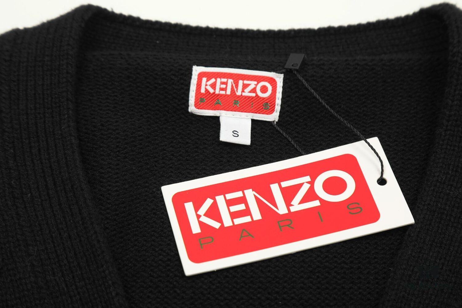 KENZO Begonia Flower V-Neck Solid Color Embroidered Logo Unisex Knit Cardigan