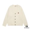 KENZO Begonia Flower V-Neck Embroidered Logo Unisex Knit Cardigan