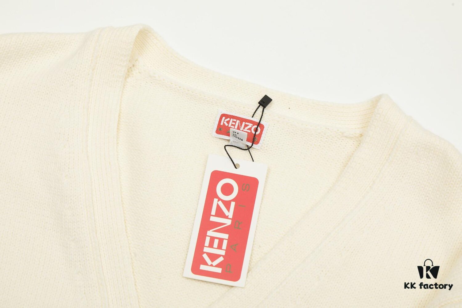 KENZO Begonia Flower V-Neck Embroidered Logo Unisex Knit Cardigan