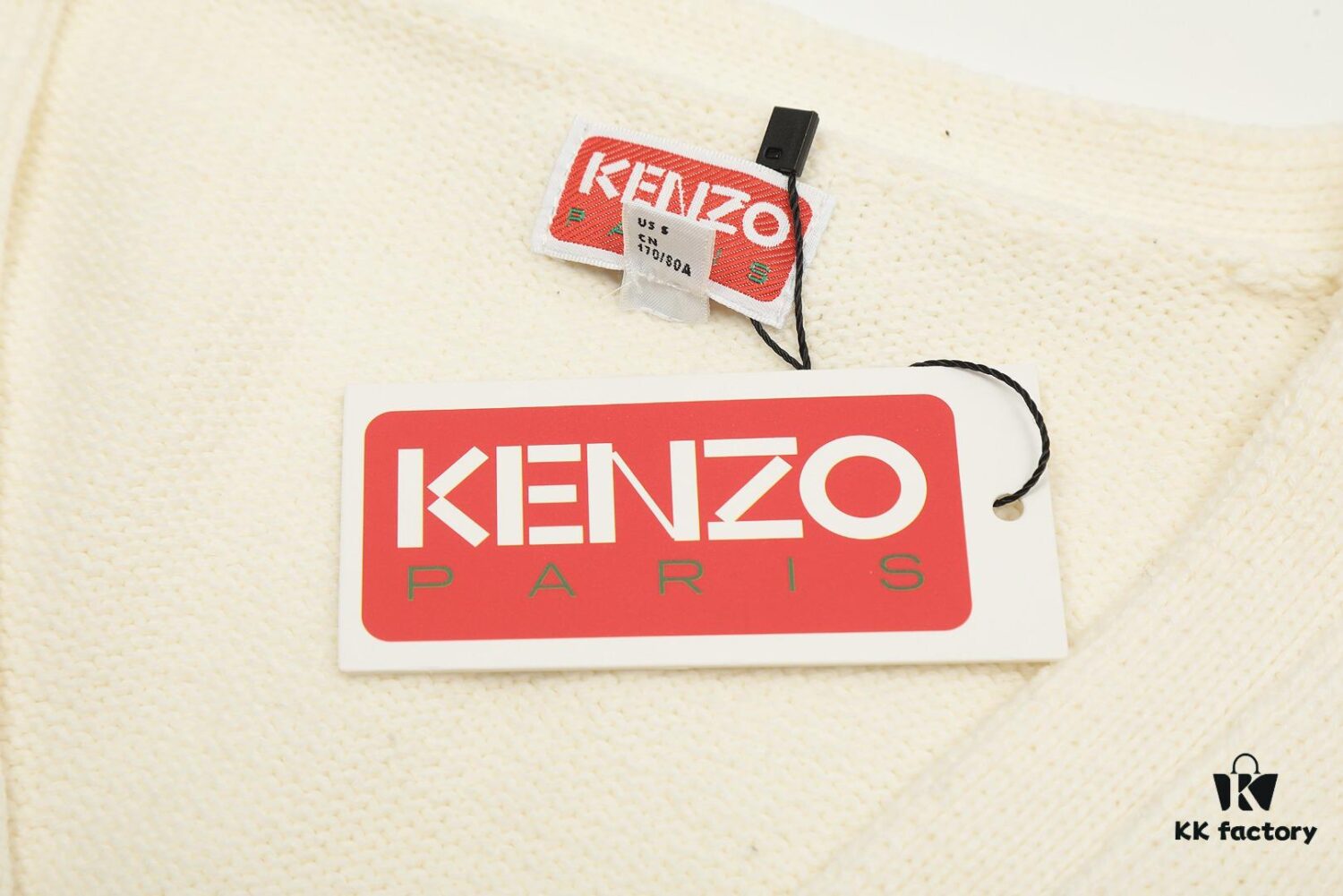 KENZO Begonia Flower V-Neck Embroidered Logo Unisex Knit Cardigan